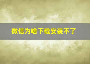 微信为啥下载安装不了