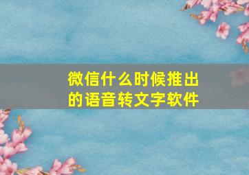 微信什么时候推出的语音转文字软件