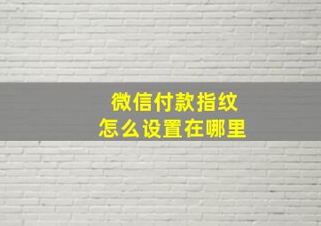 微信付款指纹怎么设置在哪里