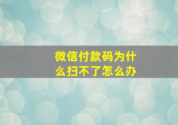 微信付款码为什么扫不了怎么办