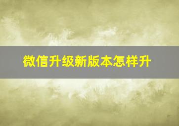 微信升级新版本怎样升