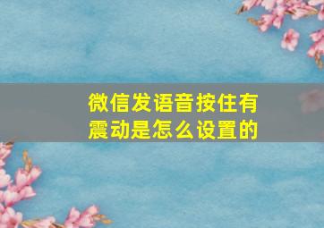 微信发语音按住有震动是怎么设置的