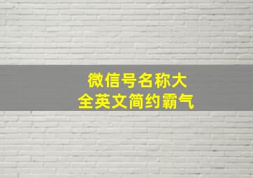 微信号名称大全英文简约霸气