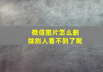 微信图片怎么删除别人看不到了呢