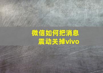 微信如何把消息震动关掉vivo