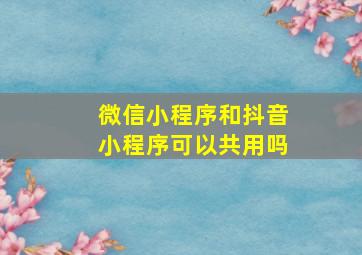 微信小程序和抖音小程序可以共用吗