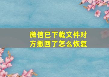 微信已下载文件对方撤回了怎么恢复