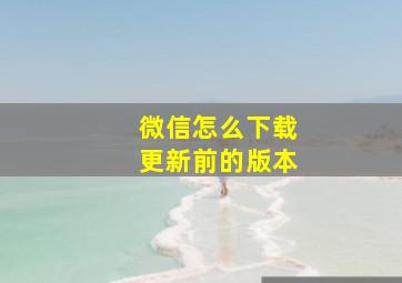 微信怎么下载更新前的版本