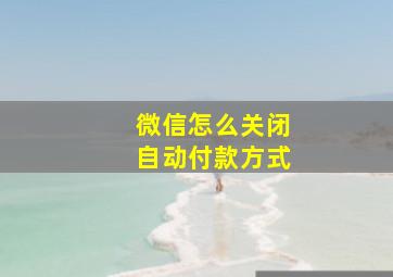 微信怎么关闭自动付款方式