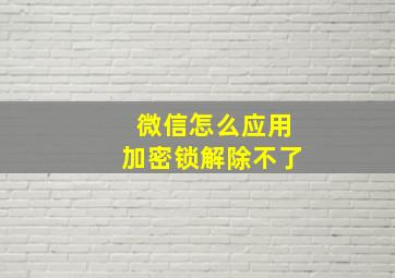 微信怎么应用加密锁解除不了