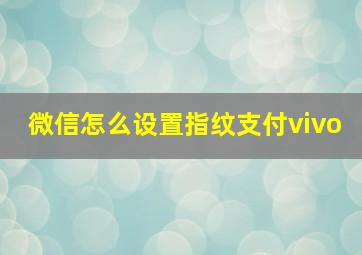 微信怎么设置指纹支付vivo