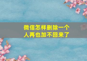 微信怎样删除一个人再也加不回来了