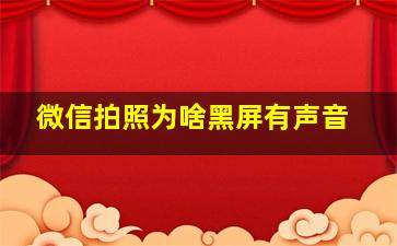 微信拍照为啥黑屏有声音