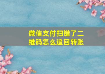 微信支付扫错了二维码怎么追回转账