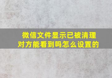 微信文件显示已被清理对方能看到吗怎么设置的