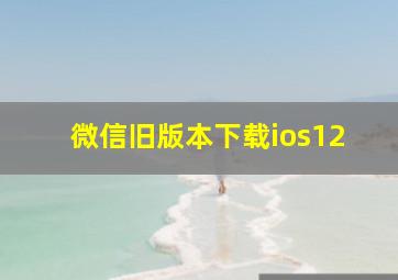 微信旧版本下载ios12