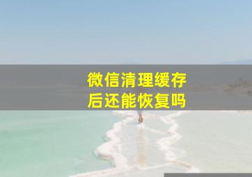 微信清理缓存后还能恢复吗