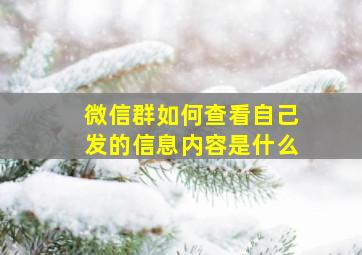 微信群如何查看自己发的信息内容是什么