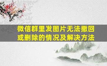 微信群里发图片无法撤回或删除的情况及解决方法