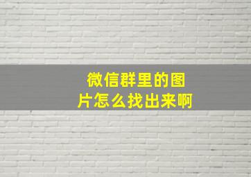 微信群里的图片怎么找出来啊