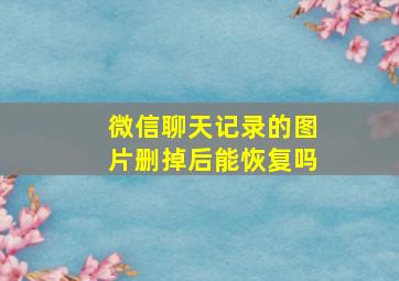 微信聊天记录的图片删掉后能恢复吗