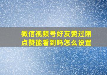 微信视频号好友赞过刚点赞能看到吗怎么设置