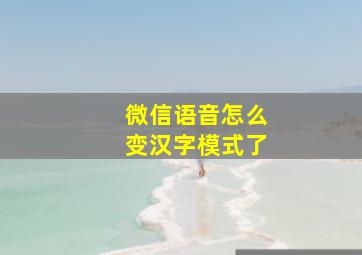 微信语音怎么变汉字模式了