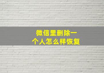 微信里删除一个人怎么样恢复