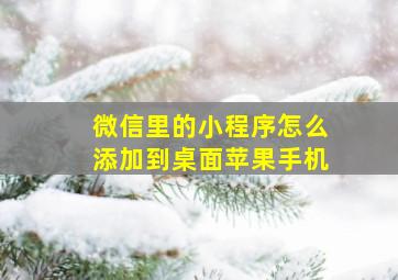 微信里的小程序怎么添加到桌面苹果手机