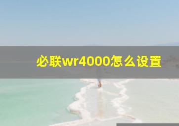 必联wr4000怎么设置