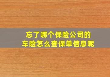 忘了哪个保险公司的车险怎么查保单信息呢