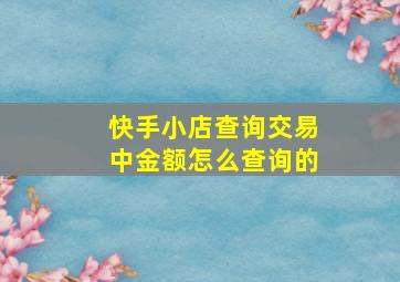 快手小店查询交易中金额怎么查询的