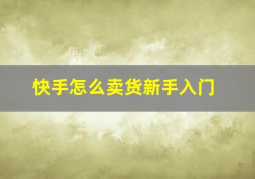 快手怎么卖货新手入门