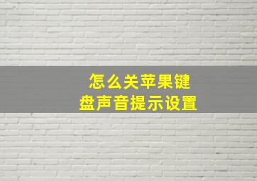 怎么关苹果键盘声音提示设置