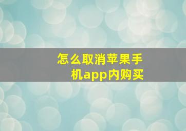 怎么取消苹果手机app内购买