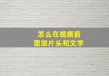 怎么在视频前面加片头和文字