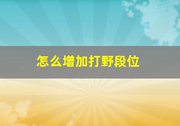 怎么增加打野段位