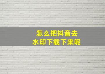 怎么把抖音去水印下载下来呢