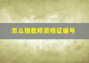 怎么搜教师资格证编号