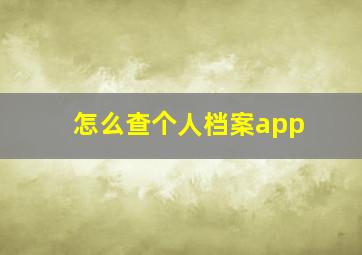 怎么查个人档案app