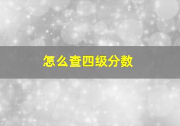 怎么查四级分数