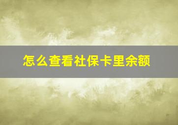 怎么查看社保卡里余额