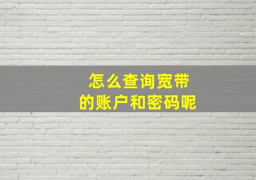 怎么查询宽带的账户和密码呢