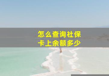 怎么查询社保卡上余额多少