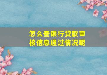 怎么查银行贷款审核信息通过情况呢