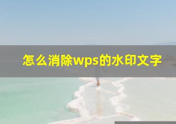 怎么消除wps的水印文字