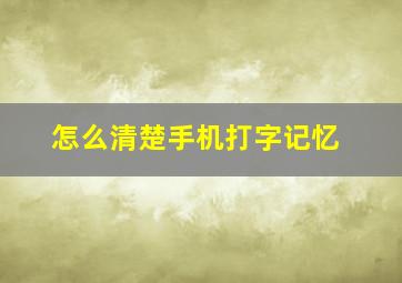 怎么清楚手机打字记忆