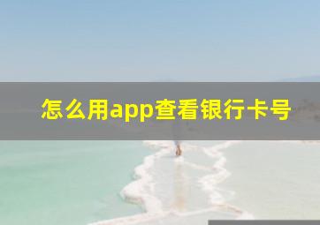 怎么用app查看银行卡号