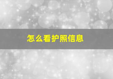 怎么看护照信息