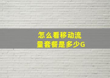 怎么看移动流量套餐是多少G